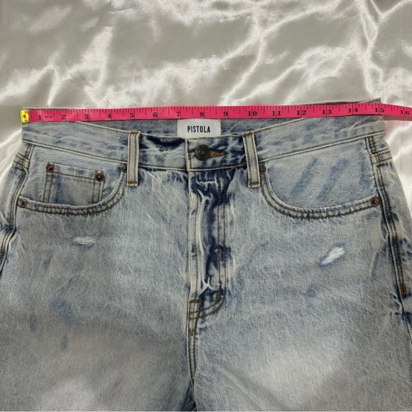 Pistola Devin High Rise Mom Cut Off Shorts Distressed Light Wash St.Tropez 27 - Picture 11 of 12